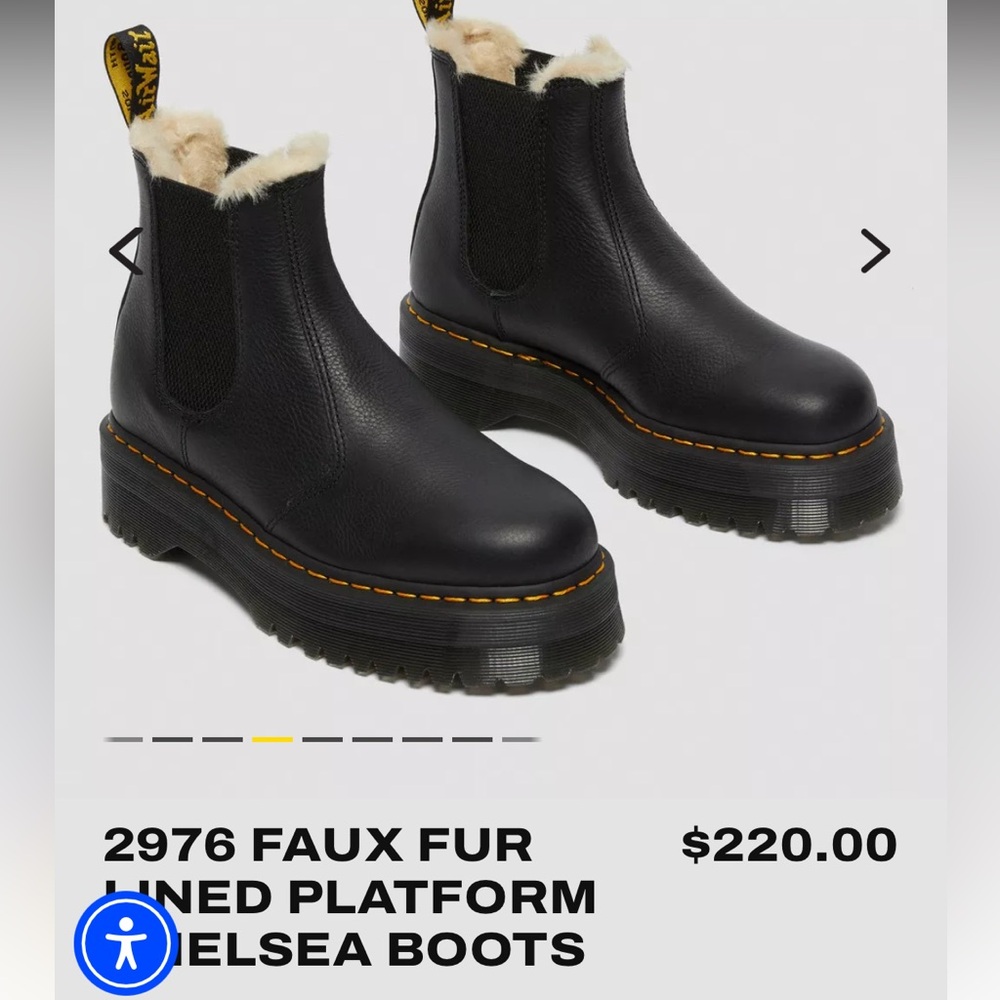 Dr. Martens 2976 Faux Fur Lined Platform Leather Chelsea Boots